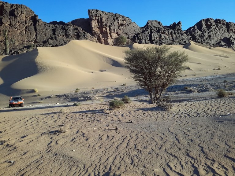 falises, sable, Dunes dans le sud du Maroc pour le 4LDéfi Maroc